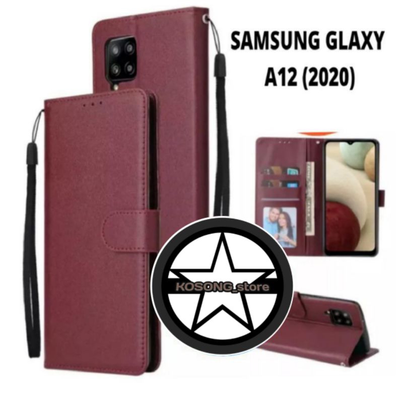 CASE FLIP CASE KULIT FOR SAMSUNG GALAXY A12 2020 - CASING DOMPET-FLIP COVER LEATHER-SARUNG HP