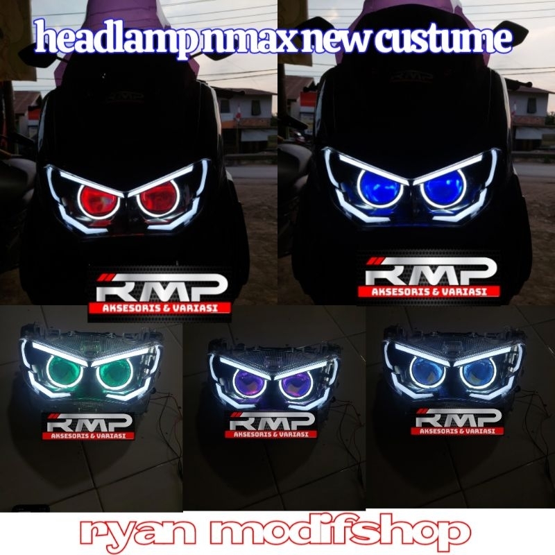 headlamp nmax new custume double biled aes lampu depan nmax new biled
