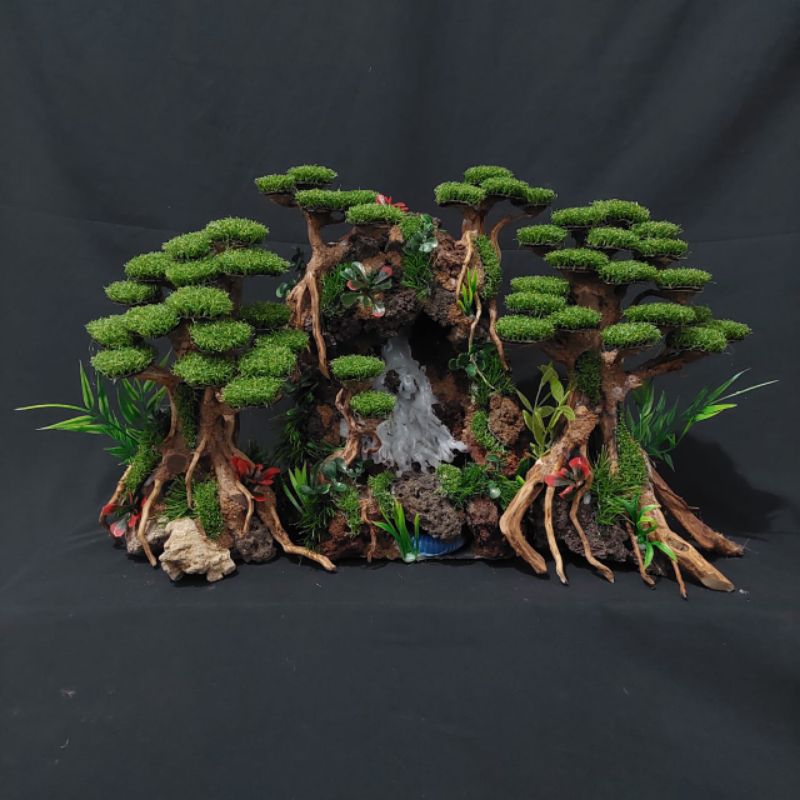 Hardscape Hiasan Aquarium Aquascape Tema Air Terjun / Waterfall Ukuran 40 x 25-30 cm Fullset