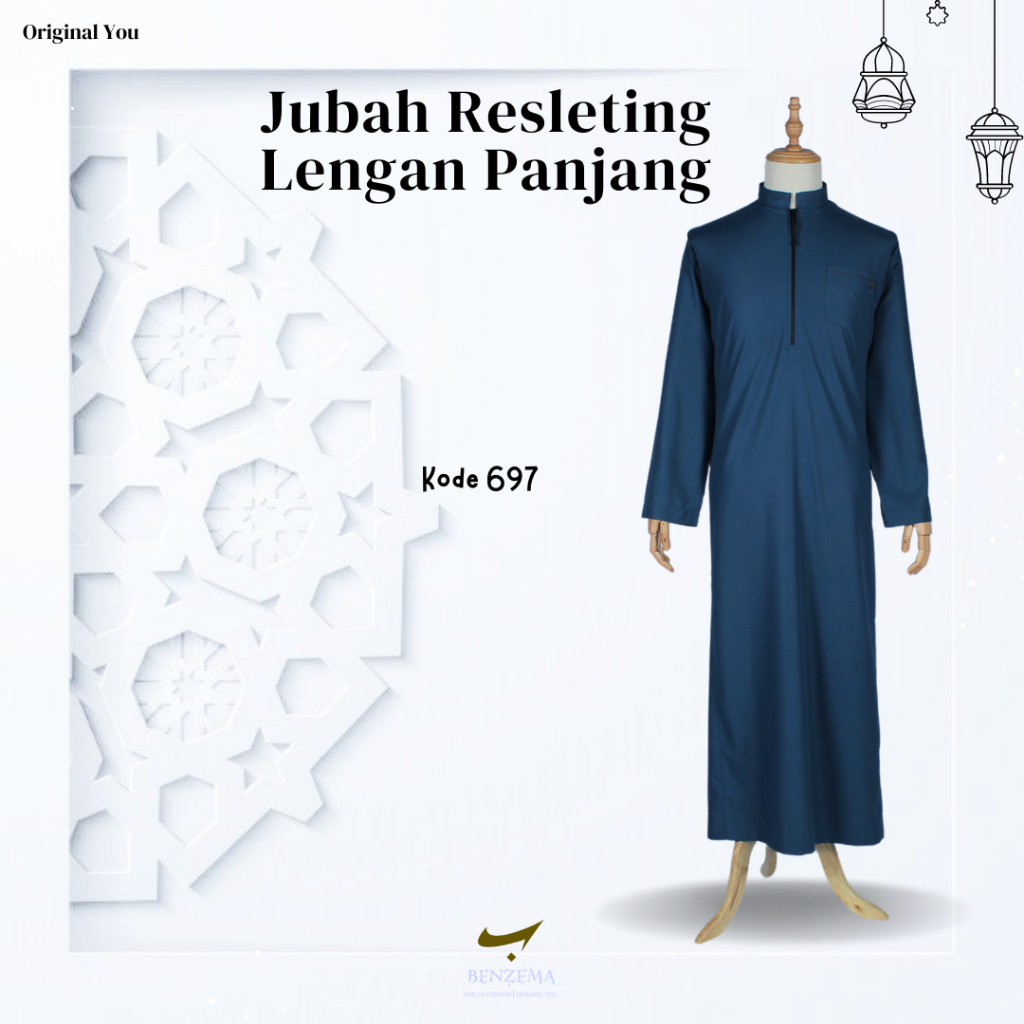 697 Jubah Resleting Pria Dewasa / Gamis Pria / Jubah Pria Premium / Gamis Lengan Panjang / Gamis Res