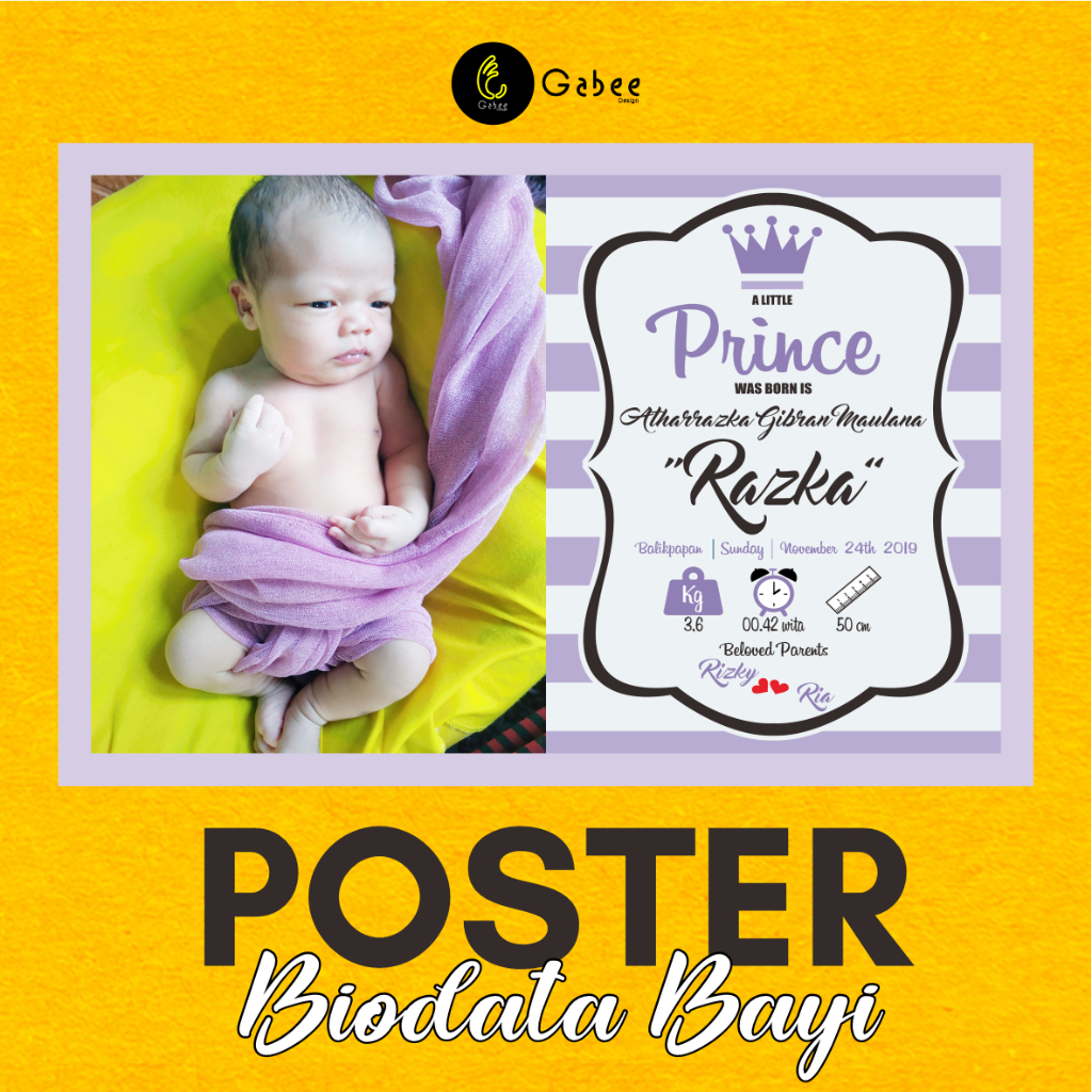

POSTER BIODATA BAYI KELAHIRAN UKURAN 12RS CUSTOM GRATIS DESAIN BABY BIO