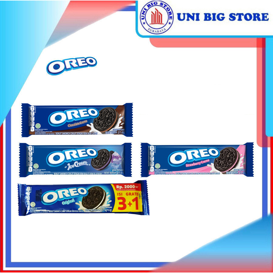 

Oreo Biscuit Sandwich Isi 3 Original Vanilla Black Pink Strawberry Chocolate Ice Cream 27.6 gr Blackpink