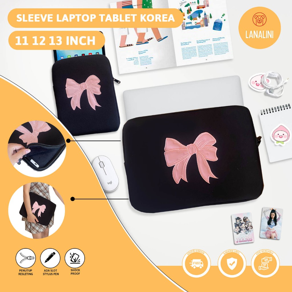 Sleeve Pouch Sarung Ribbon Pita Coquette Aesthetic Tas Bag Case Ipad Tab Tablet Macbook Air Pro M1 M