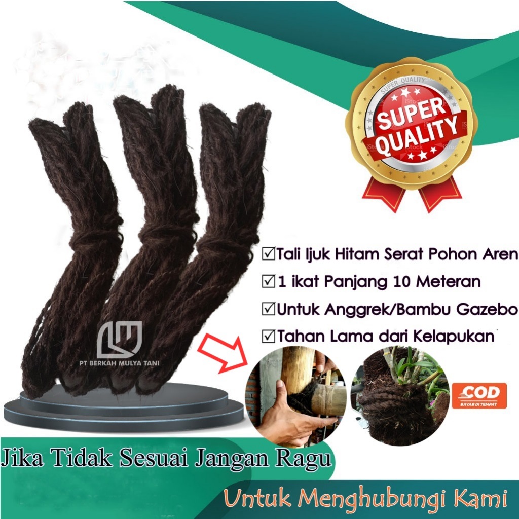 Tali ijuk hitam serat aren pengikat untuk bambu Gazebo anggrek 10 meter
