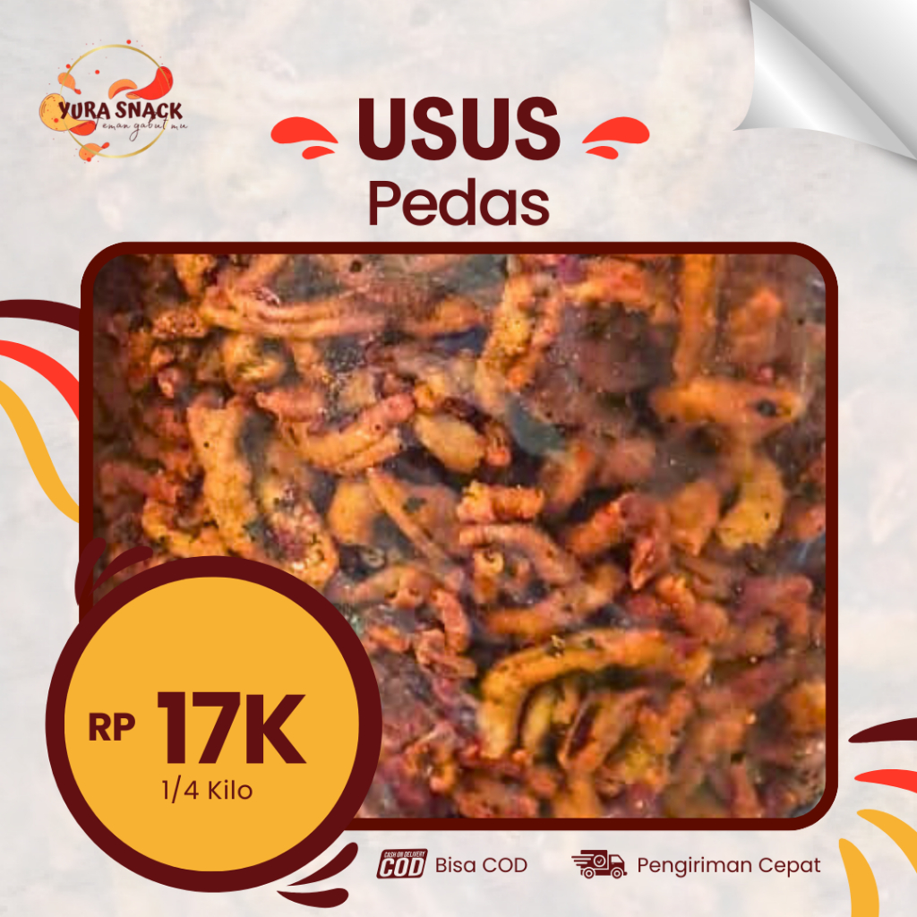 

Keripik Usus Ayam Crispy Varian Rasa Pedas 250gr | 500gr | 1 KG