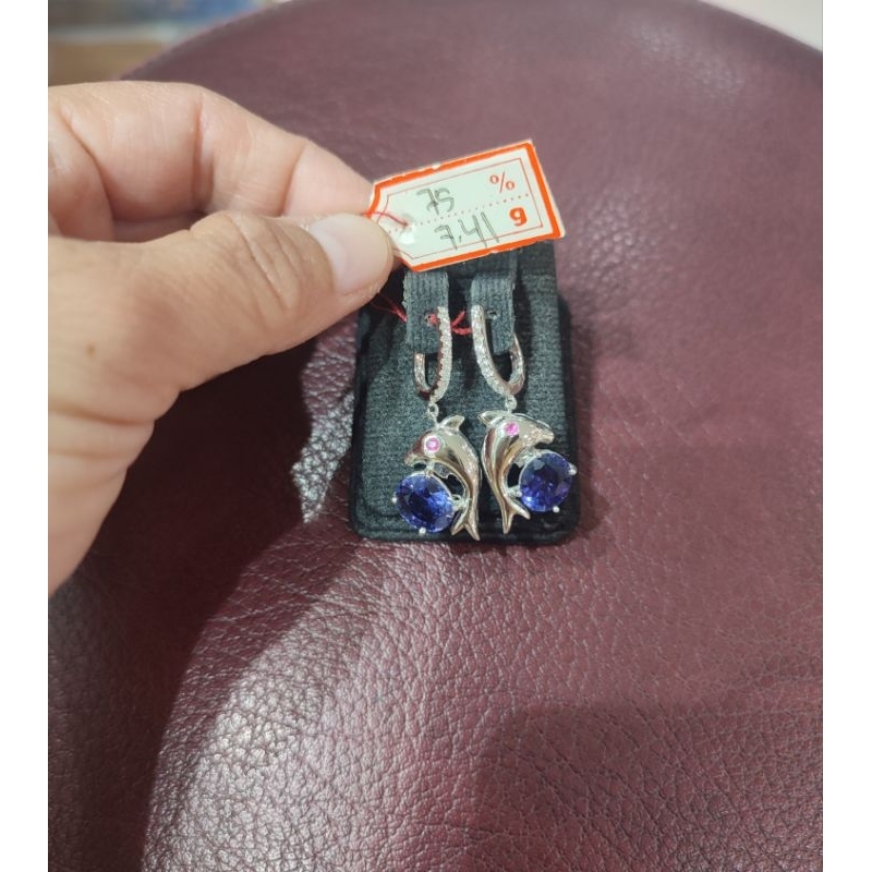 Anting emas 75 lumba lumba biru