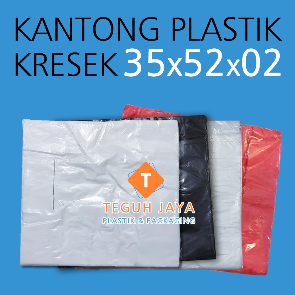 Kantong Plastik Kresek 35x52x02 (50lbr) Hitam Putih Merah Transparan 35cm x 52cm x02