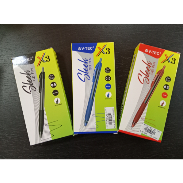

V-TEC BALLPOINT GEL SLEEK X3 0.5 (1 PCK) ISI 12 / BALLPOINT GEL CLICK / ALAT TULIS