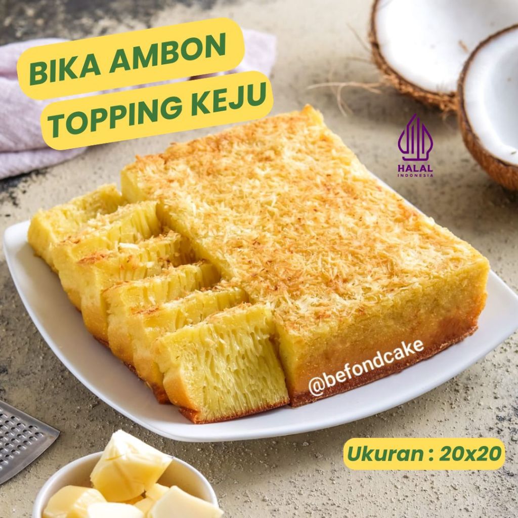 

Bika Ambon BeFond Original Topping Keju uk.20x20cm