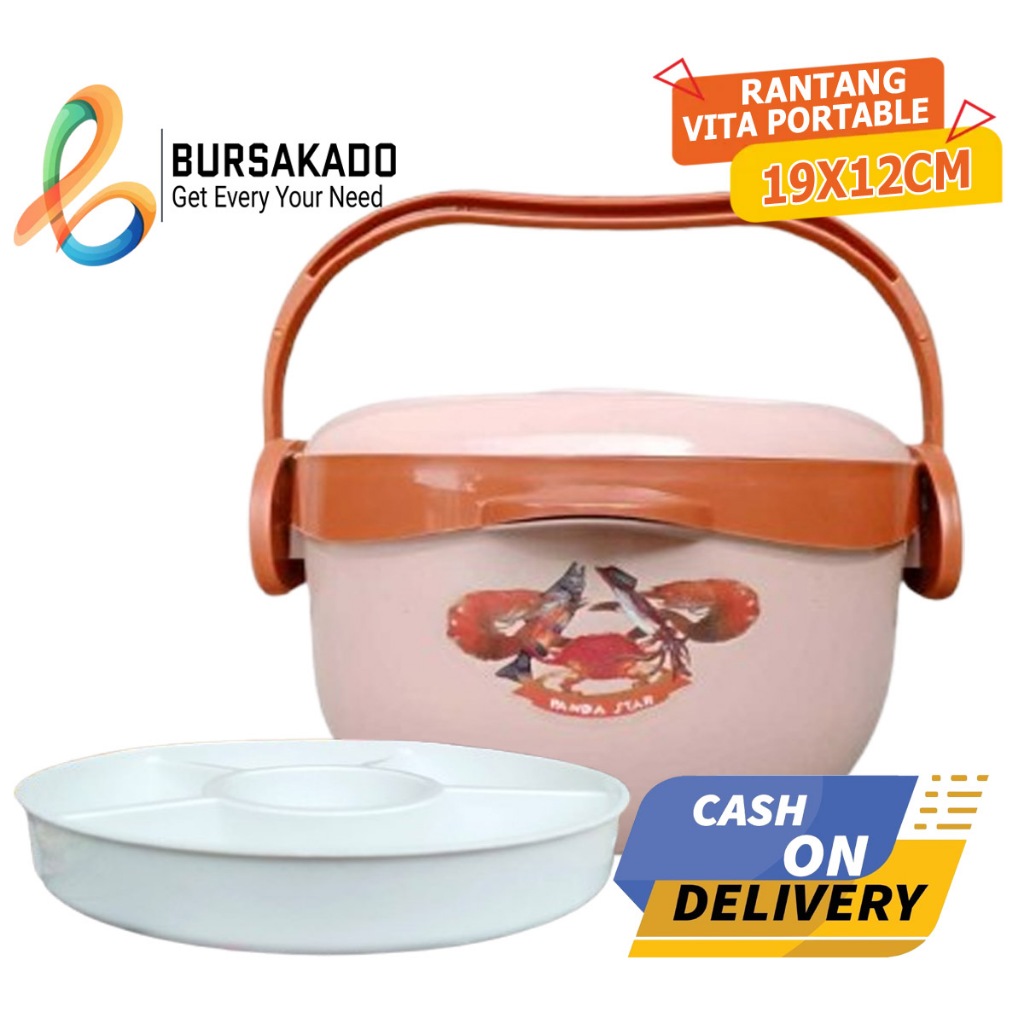 Rantang Plastik + Sekat / Rantang Bekaln Nasi Vita mocca / termos bekal nasi