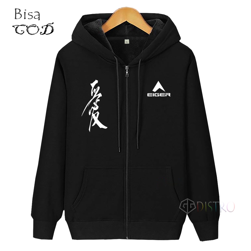 Gg Distro - Unisex Jacket Zipper Resleting  1205 Jepang Text Putih Jacket Pria Jacket Tebal