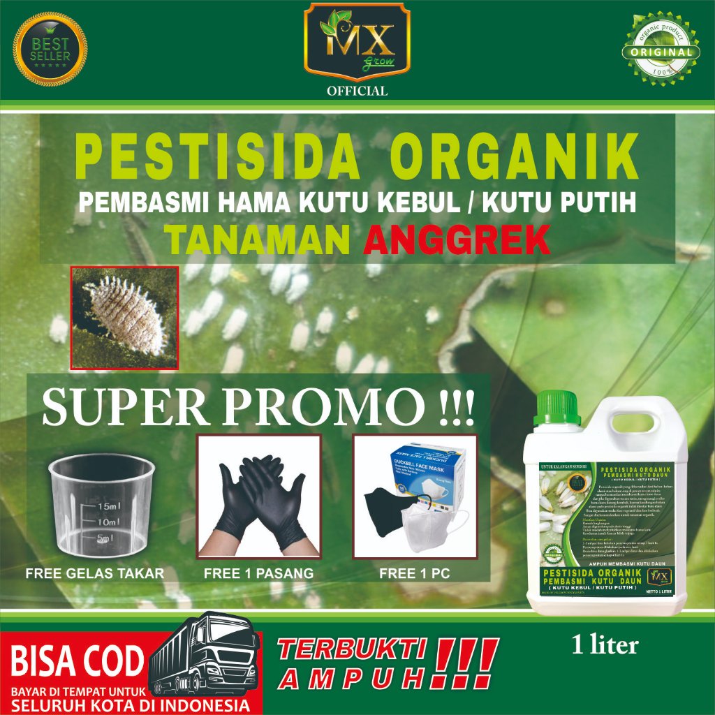 Pestisida Organik Pembasmi KUTU DAUN ( Kutu Kebul / Kutu Putih ) Untuk Tanaman  ANGGREK 1 Liter