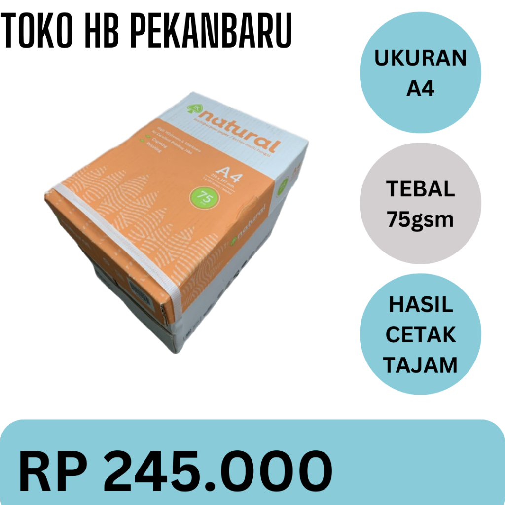 

1 KOTAK ( ISI 5 rim ) KERTAS HVS NATURAL A4 75GSM