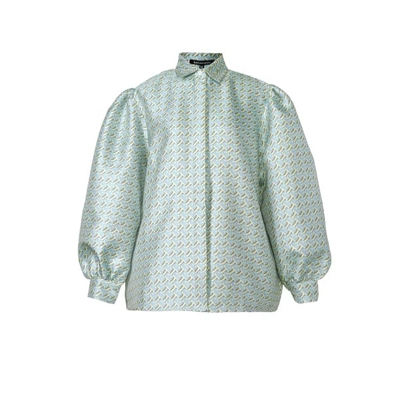 NEW BUTTONSCARVES BIMU JACQUARD PUFFY SHIRT BIMU JACQUARD SHIRT Baby Blue