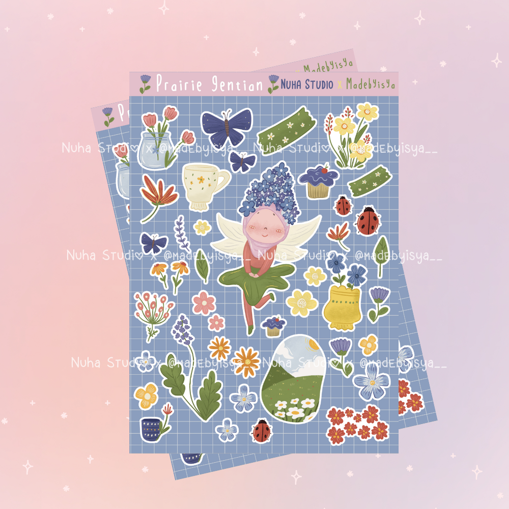 

Sticker by madebyisya__ | Prairie Gentian Peri Tanaman Bunga Alam Kumbang | Aesthetic Sticker Estetik Stiker HP Laptop Botol Cute Waterproof Scrapbook Di