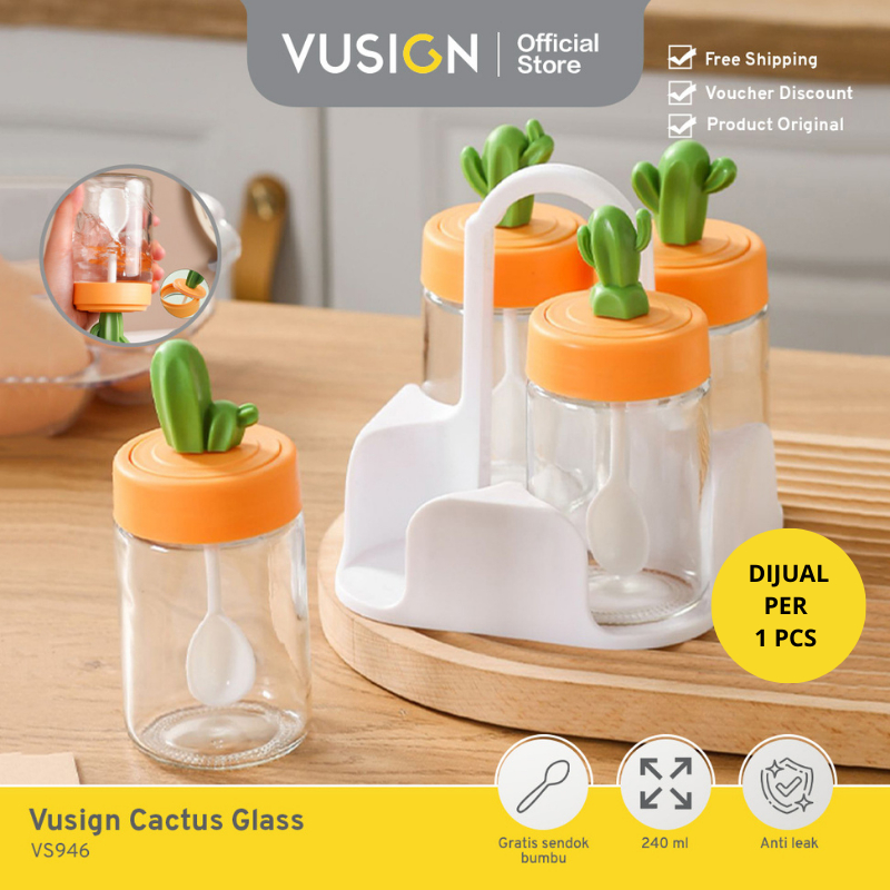 Vusign Tempat Bumbu Dapur Kaca / Seasoning Bottle 240ml Lucu VS946