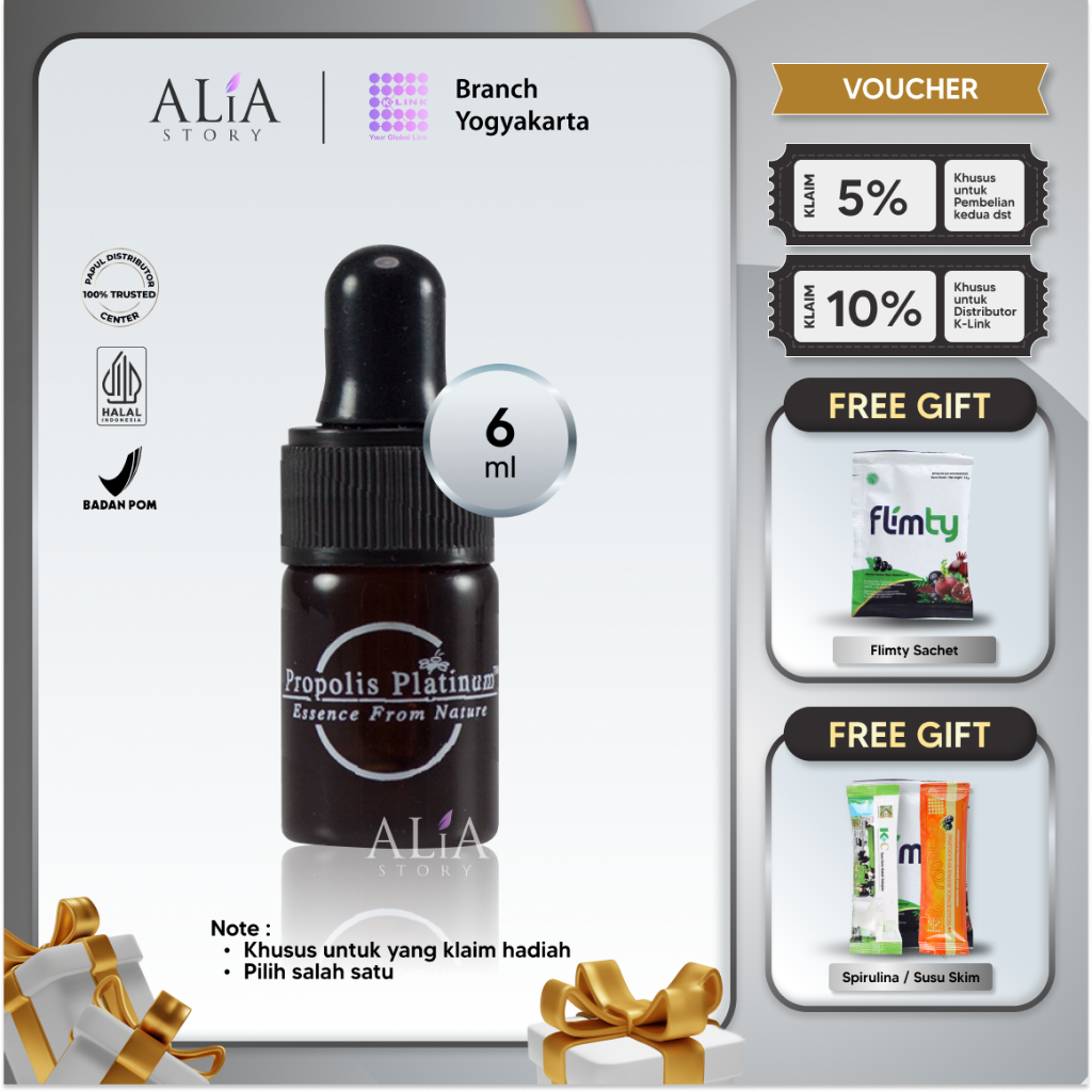 Propolis Platinum K-Link Single Bottle (6 ml) Essence From Nature Air Lebah Alami Propolis Herbal Me