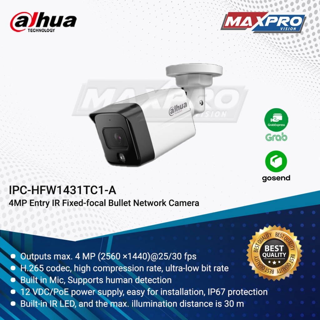 DH-IPC-HFW1431TC1-A - DAHUA IP 4MP IR AUDIO BULLET CAMERA
