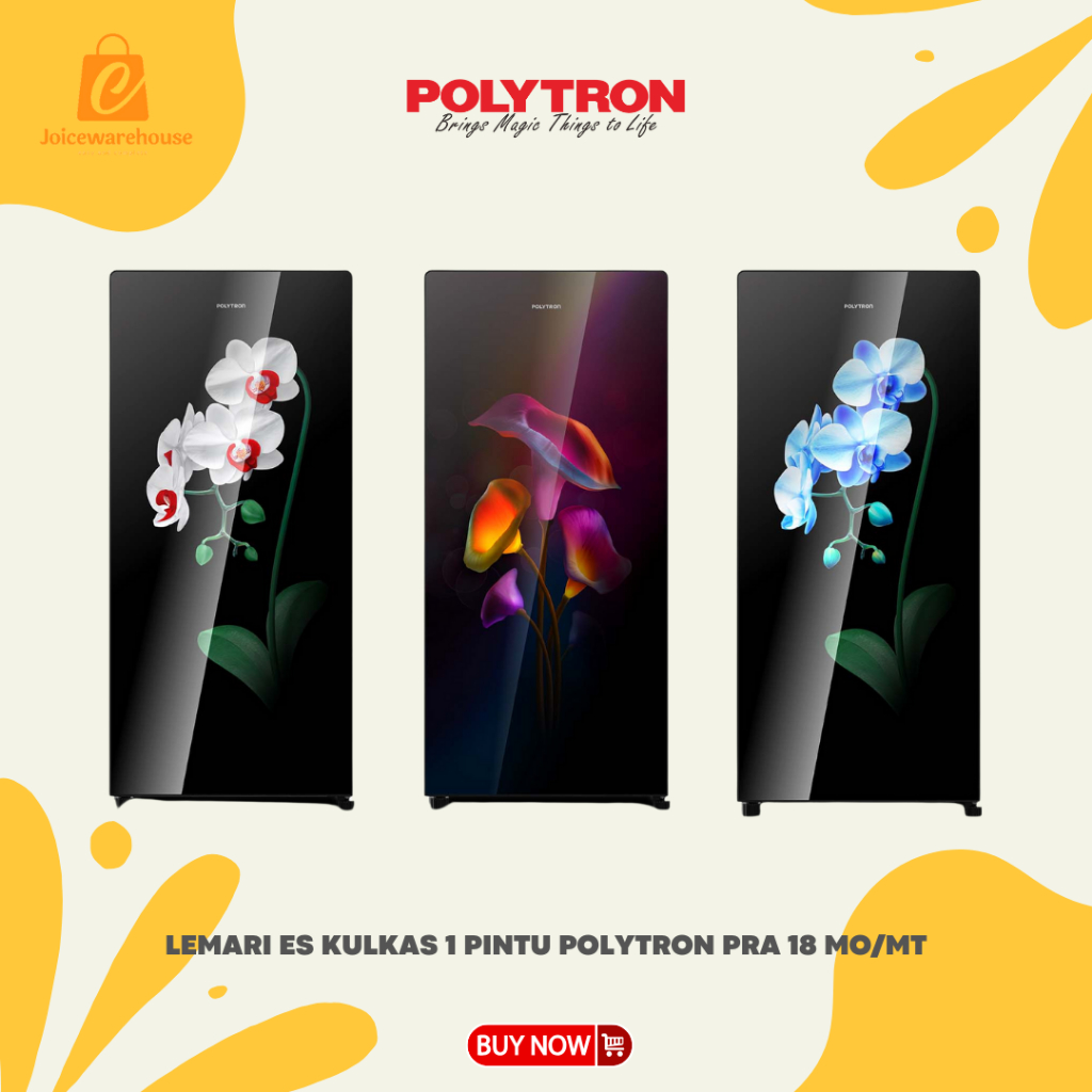 KULKAS 1 PINTU POLYTRON PRA 18MO/MT 180 LITER GLASS DOOR