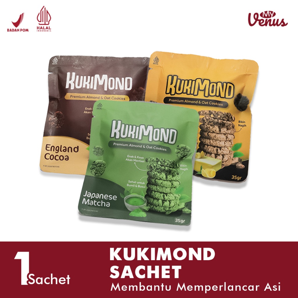 

[SACHET] KUKIMOND PREMIUM ALMOND & OAT COOKIES 35gr - Kukis Camilan Ibu Menyusui - ASI Booster