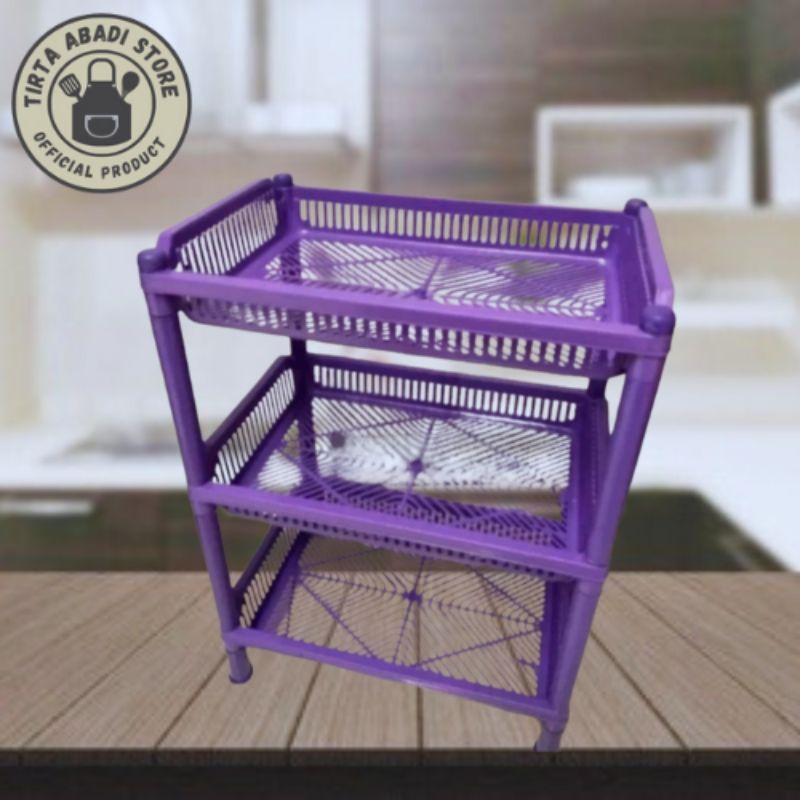 RAK DAPUR SERBAGUNA PLASTIK SUSUN 3 / RAK BUMBU PIRING & GELAS SUSUN