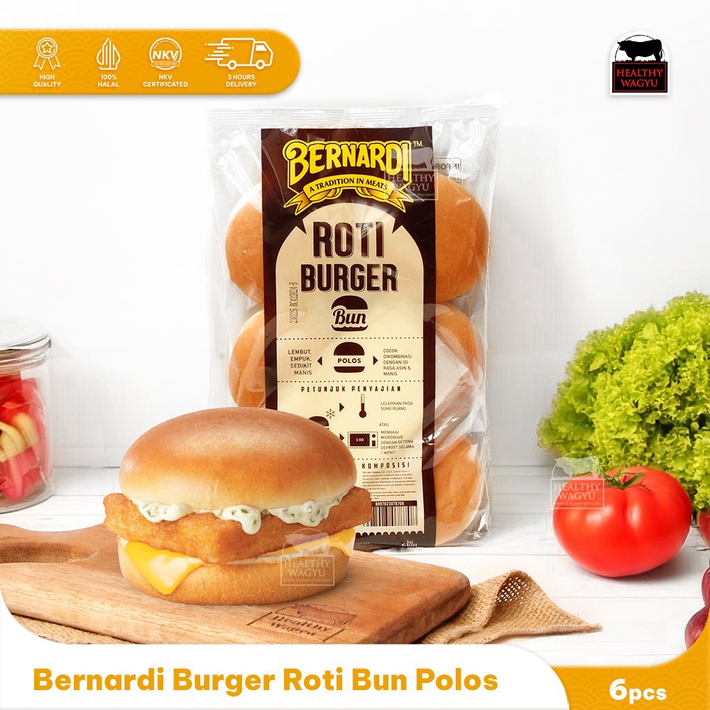 

Bernardi Roti Burger Polos Burger Buns Original 6 pcs Halal Healthy Wagyu