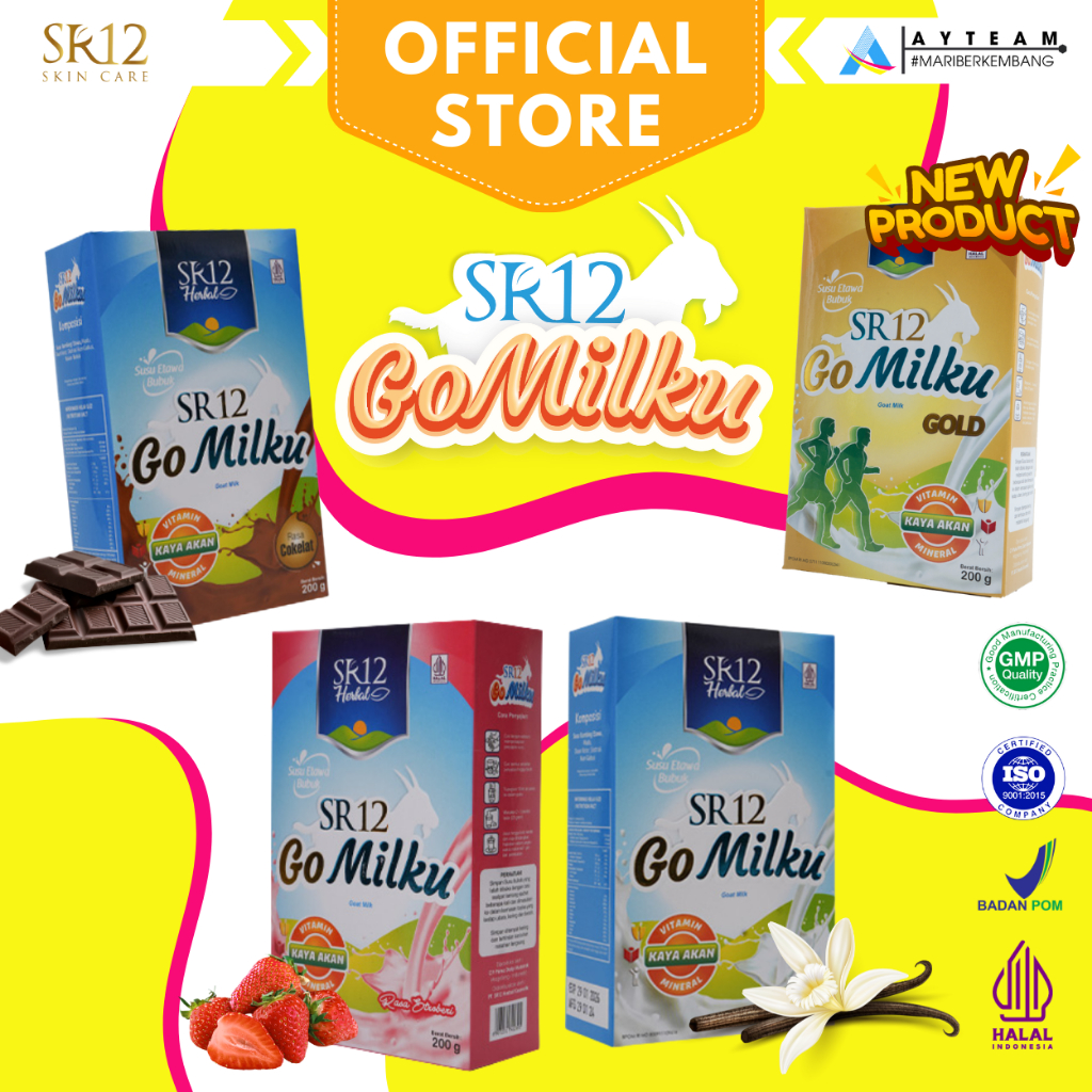 

GOMILKU SR12 SUSU KAMBING ETAWA KUALITAS PREMIUM / GOAT MILK SUSU BUBUK TANPA GULA BPOM