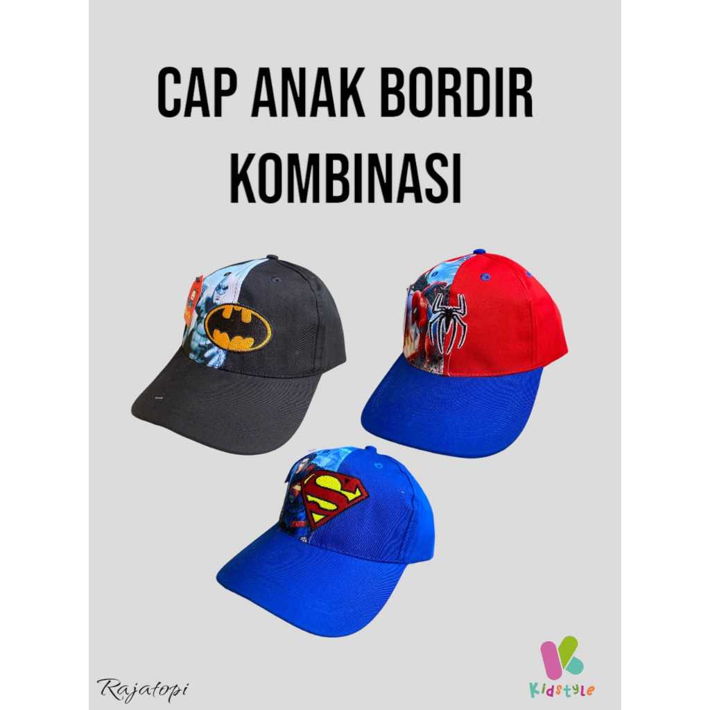 Topi anak PREMIUM  motif PRINTING KOMBINASI SPIDERMAN SUPERMAN  BATMAN / Topi anak laki-laki