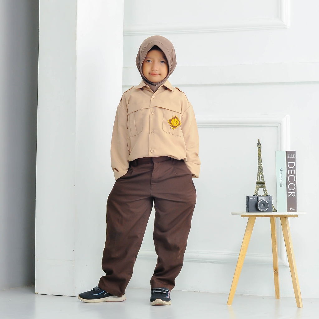 Seragam sd Baju sd Atasan sd Setelan sd pramuka lengan panjang perempuan