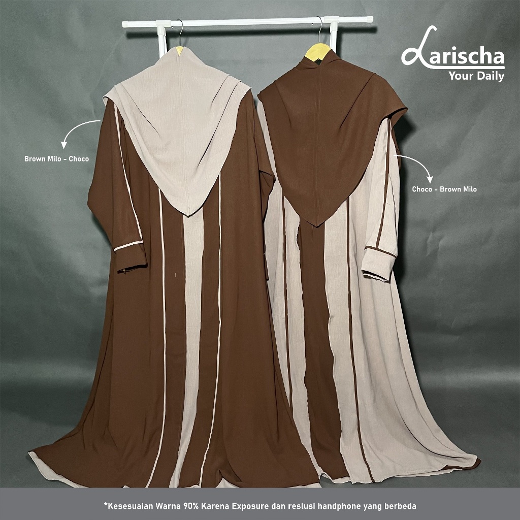 LARISCHA - Halwa Cardigan Set Syar’i Pasmina Oval | Abaya Wanita Bahan Crinkle Airflow | Abaya Set H