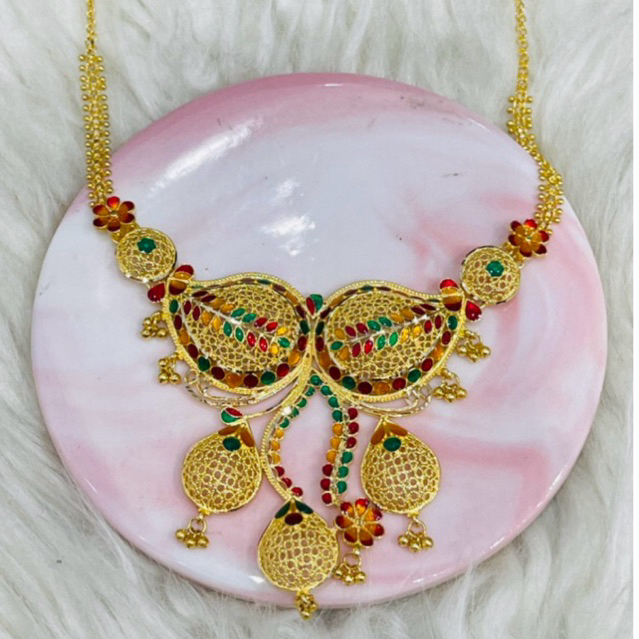 kalung kerawang motif dubai elegant mewah emas asli kadar 700