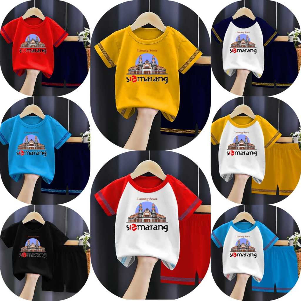 Kaos Setelan Anak Laki Laki Perempuan Baju Setelan Cowok Cewek Warna Motif Semarang Lawang Sewu