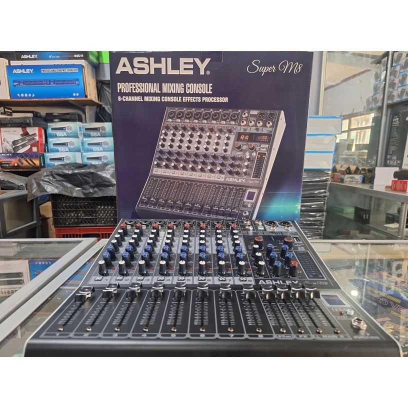 PROFESSIONAL MIXER 8 CHANNEL USB DIGITAL 99 EFEK ASHLEY super m8 ORI
