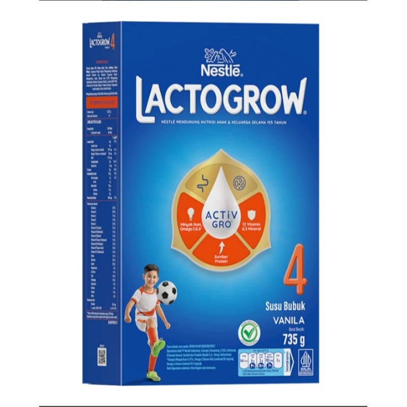 Lactogrow 4 happynutri susu bubuk pertumbuhan anak usia 3-5 tahun pra sekolah rasa vanila 735 gram