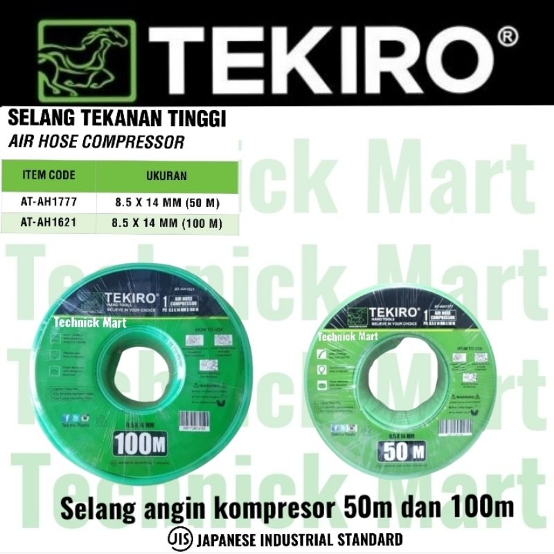 TEKIRO selang angin tekanan tinggi ukuran panjang 50 dan 100 meter selang angin tekanan tinggi