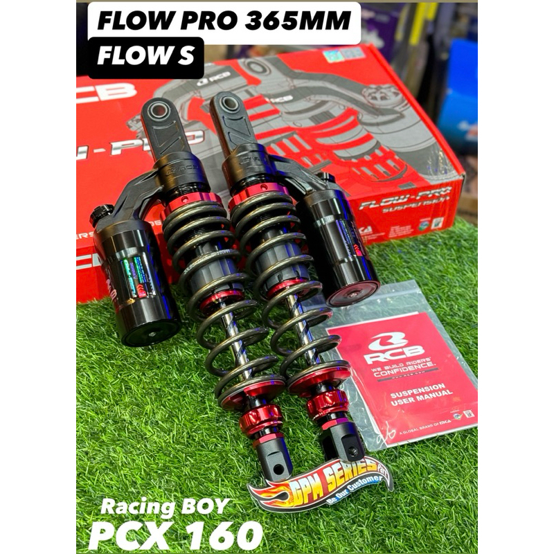 SHOCK TABUNG RCB 365mm PCX 160 ADV FLOW PRO FLOW S RACING BOY ORIGINAL DOUBLE KLIK ORIGINAL TITANIUM