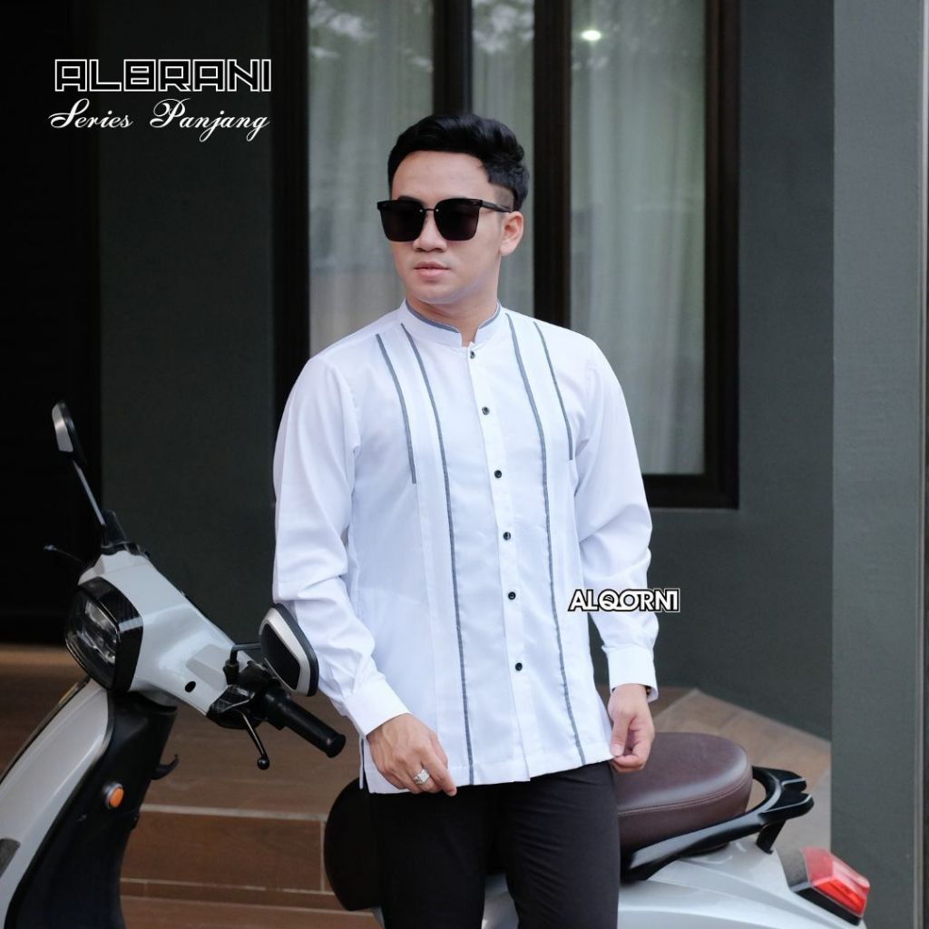 Baju Koko Pria Lengan Panjang Motif Al Brani Al Qorni