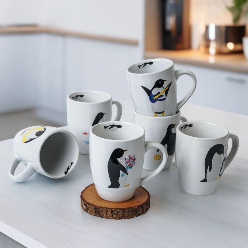Homeco Ceramic Mug New Penguin Set of 6