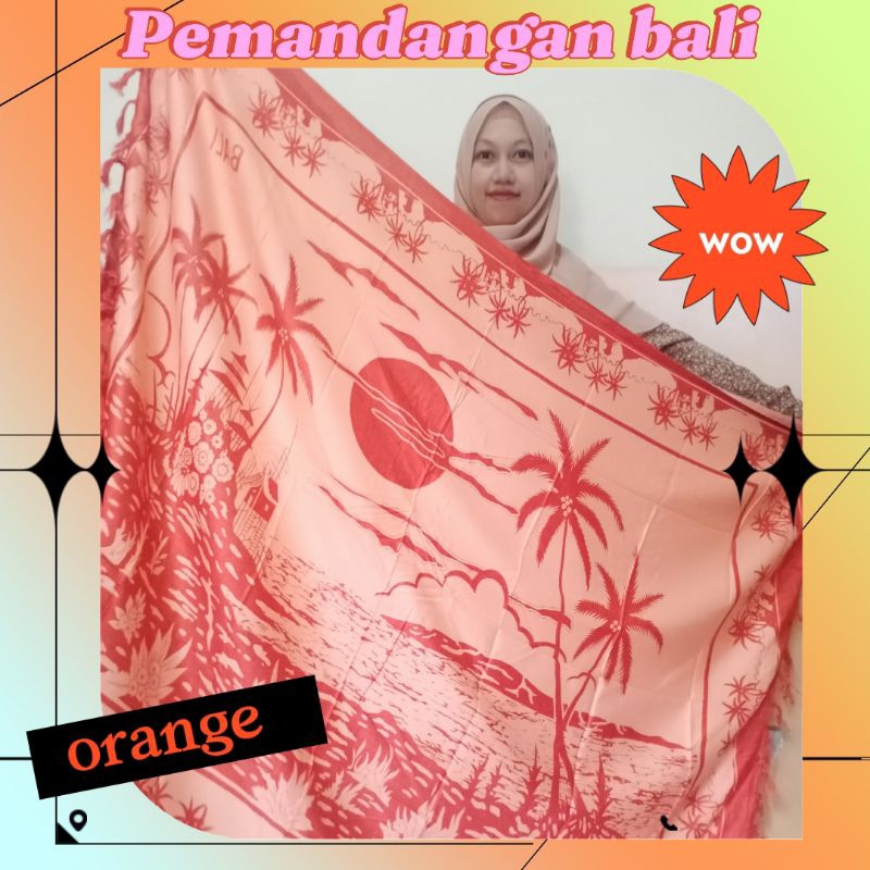PAKAIAN WANITA SARUNG KAMEN KAIN PANTAI BALI MOTIF  PEMANDANGAN BALI OLEH -OLEH KHAS BALI SOUVERNIR 