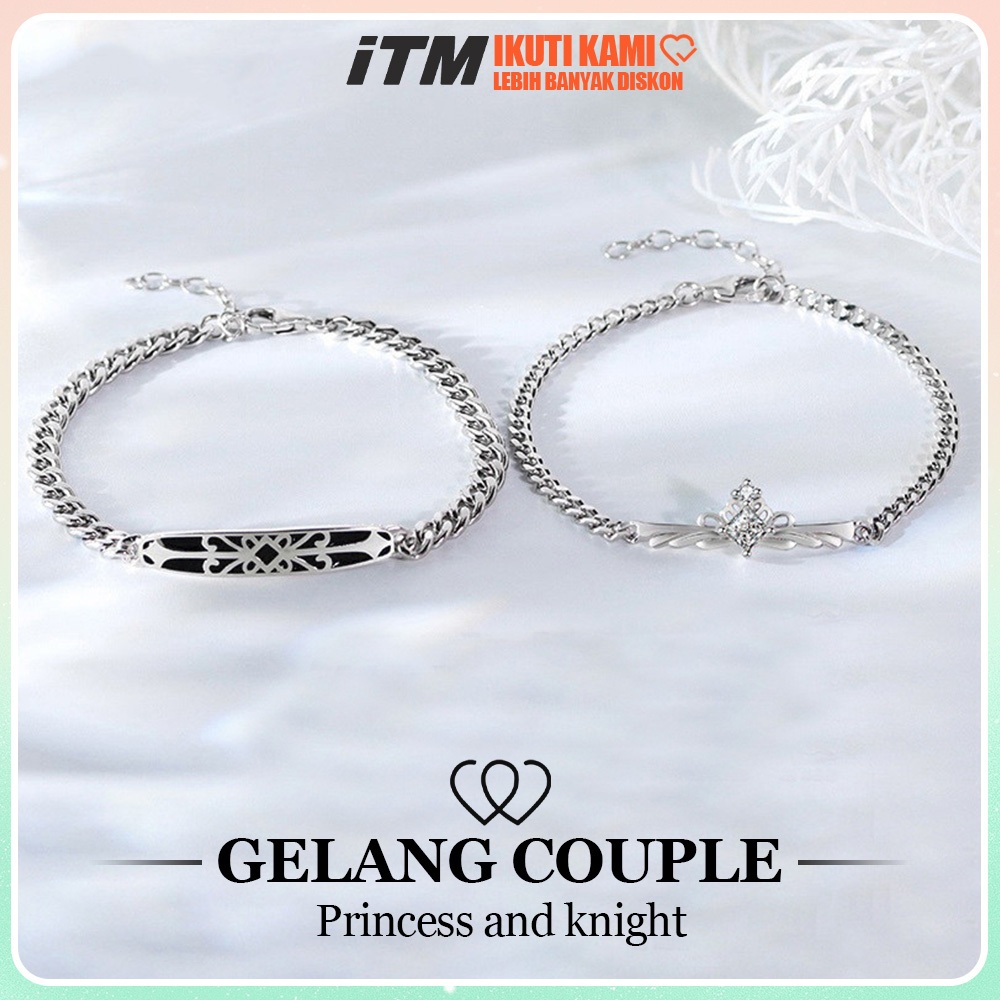iTM Gelang Pasangan Putri dan ksatria tangan tali tangan pria dan wanita gelang perak sterling fashi