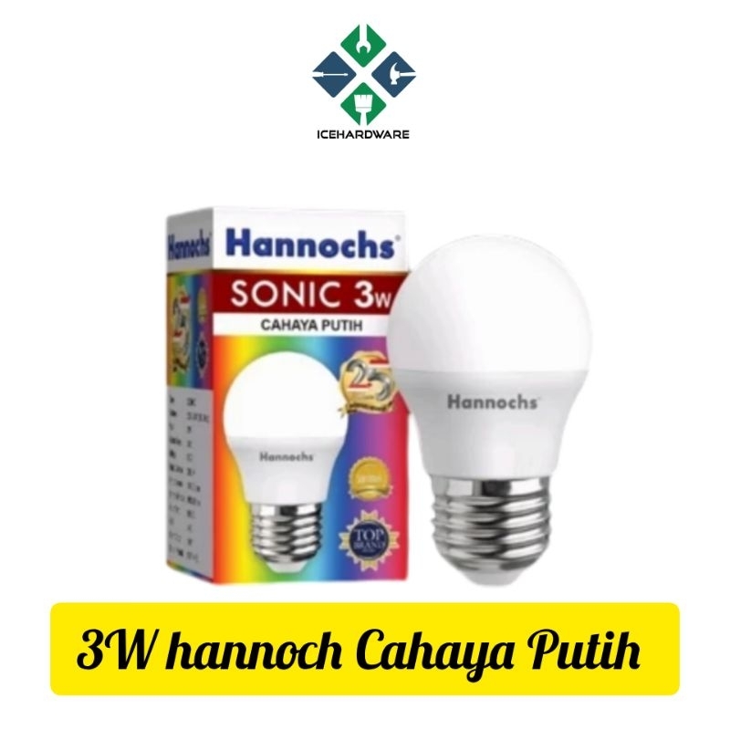 Hannoch Sonic Bohlam Bola Lampu Led 3 Watt Putih