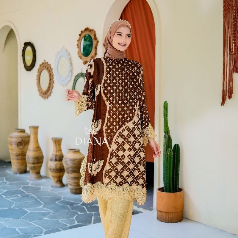Diana Batik - ONE SET TUNIK LACE MOTIF BAHAN VISCOSE | Set Tunik Batik Viscose