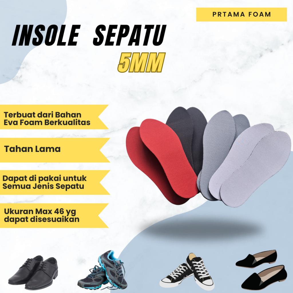 Insole Sepatu Alas Sepatu Pria Wanita / Alas Sepatu Olahraga Sneakers