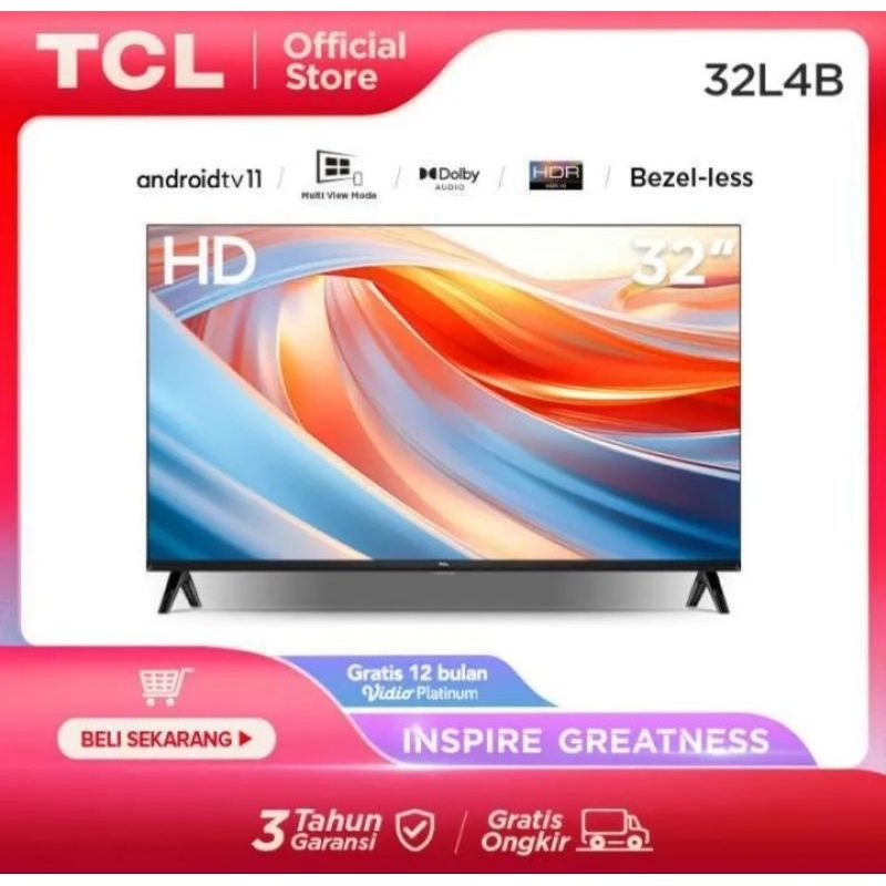 TCL Led TV 32A7 | 32L4B 32inch Smart Android TV 11 Digital Tuner Garansi Resmi