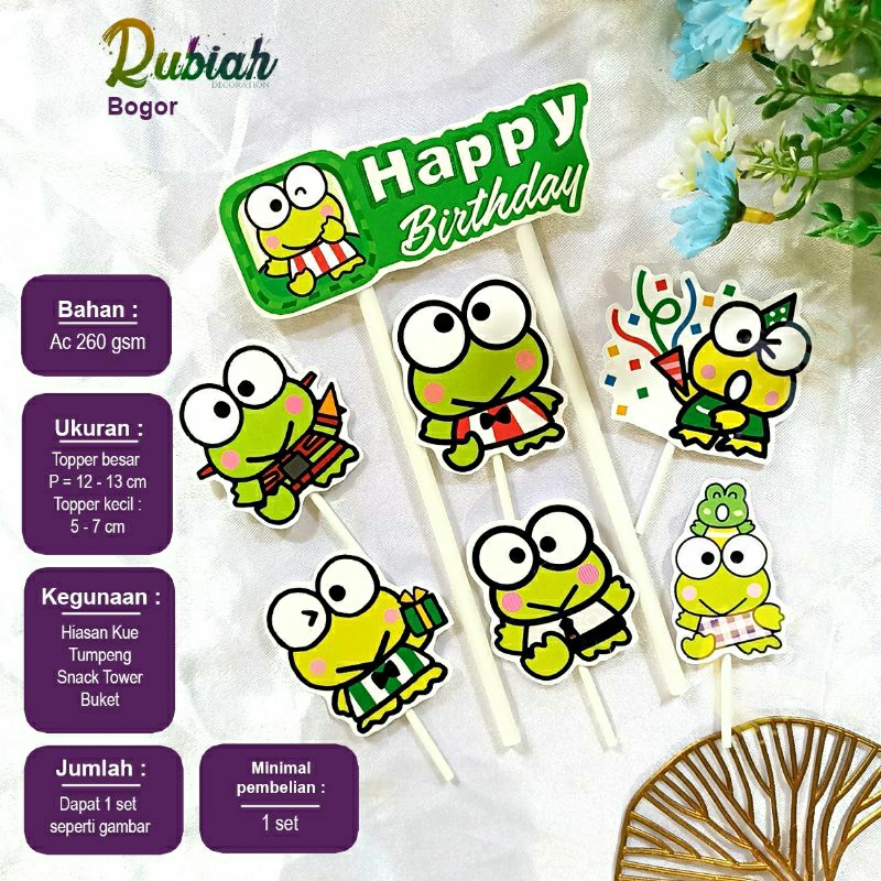 Topper cake Karakter Kodok Hiasan Tusukan Kue Tart Ulang Tahun Anak 313 Keroppi