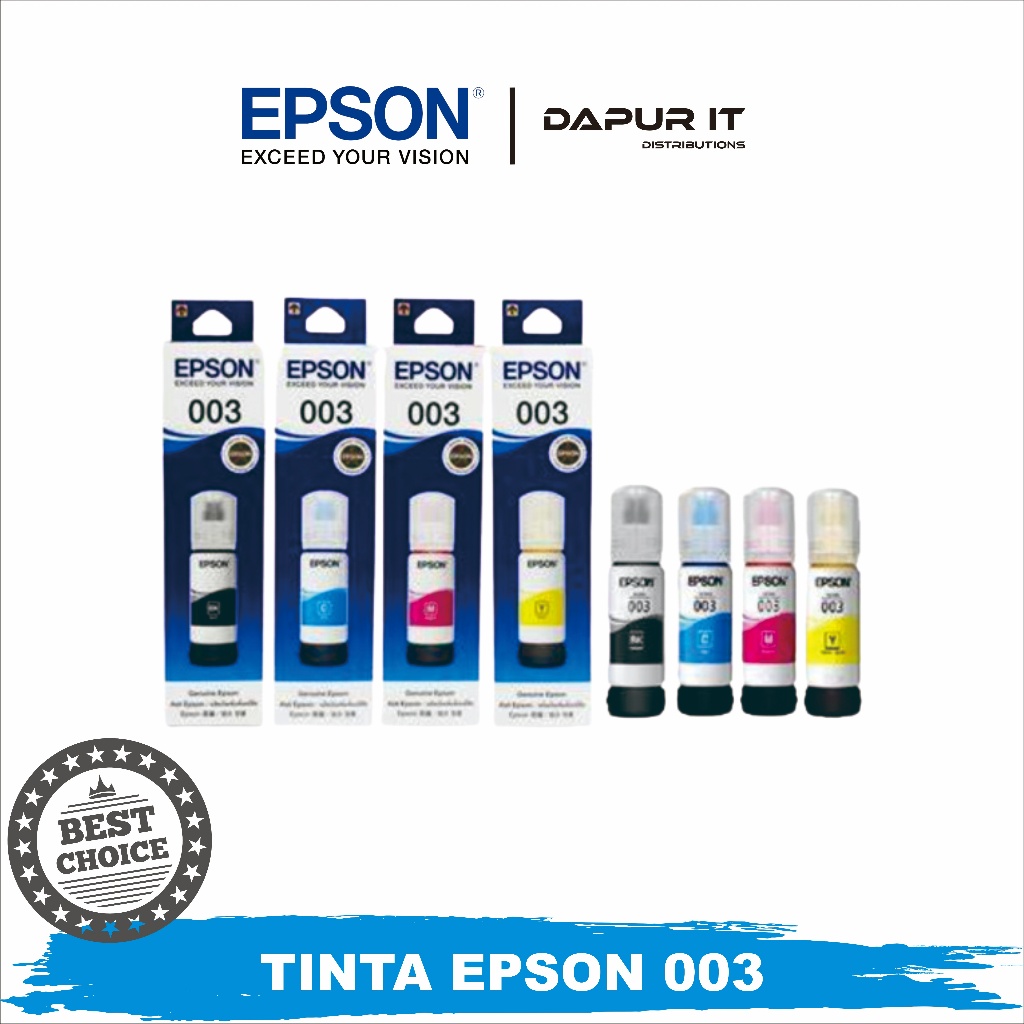 Tinta Epson 003 Paket 4 Warna L1100 L1200 L3100 L3200 Series