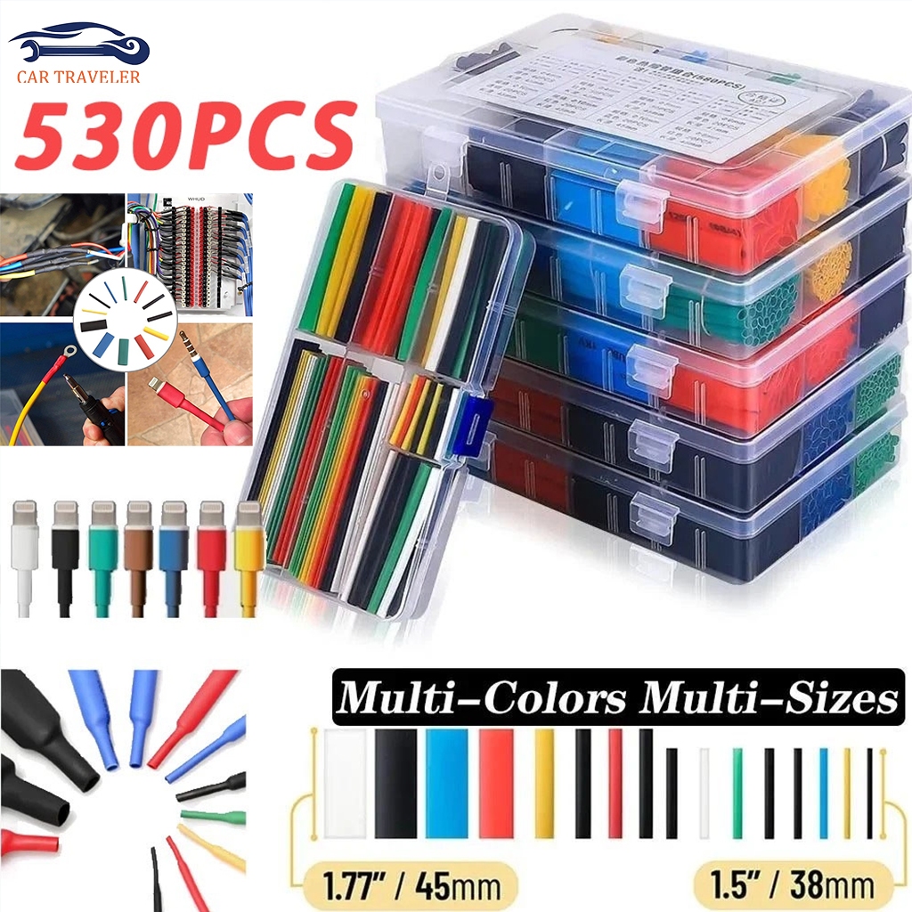 530pcs Set Kabel Bakar Heat Shrink Bahan Polyolefin Warna Warni /Heat Shrink Tube Selang Bakar Kabel