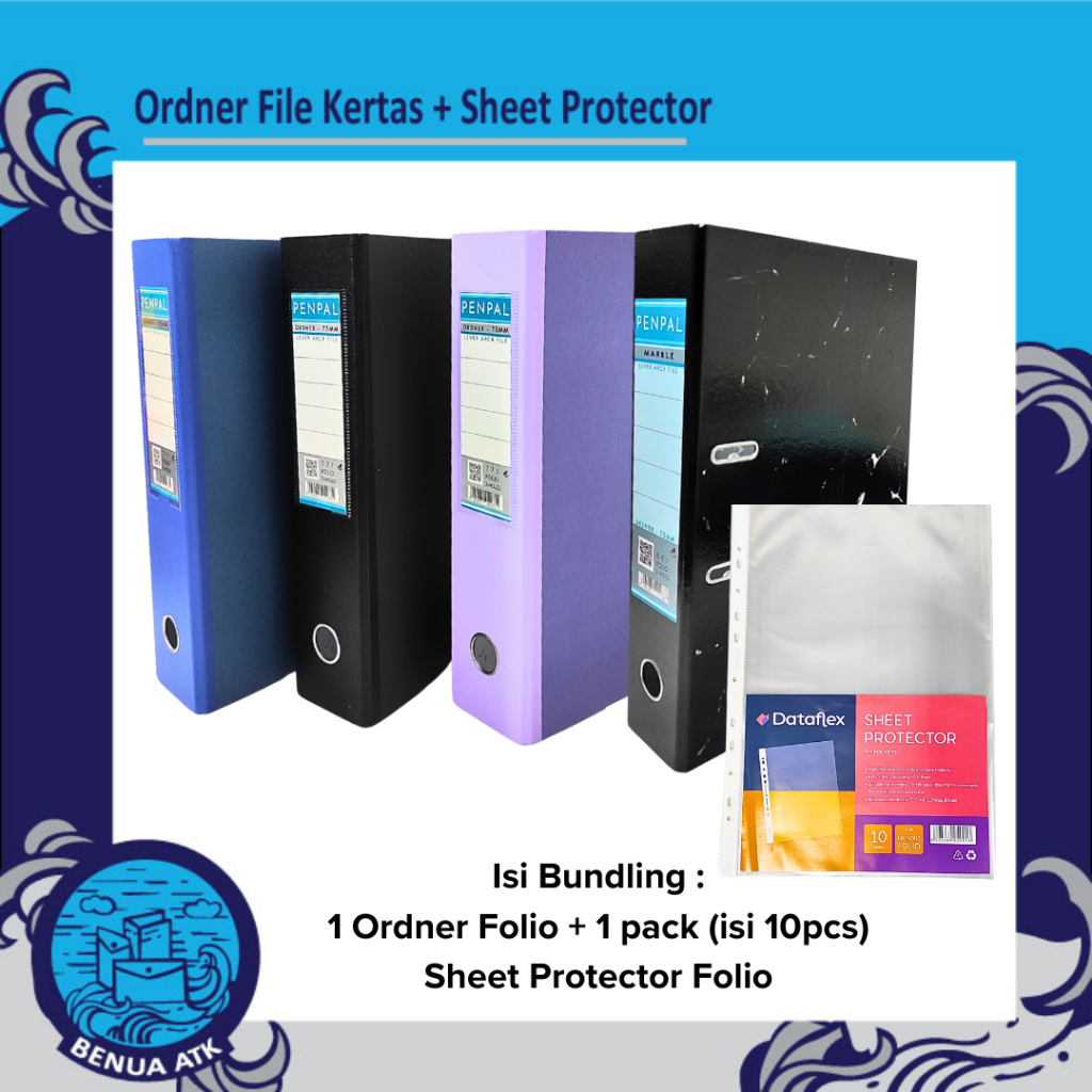 BUNDLING Ordner File Kertas Folio + Sheet Protector Folio