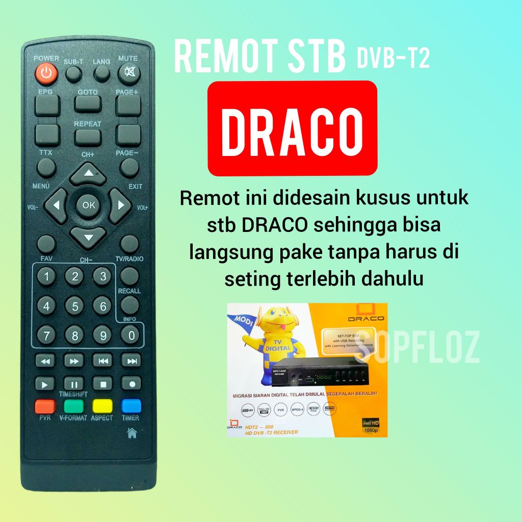 Remot stb DRACO set top box DVBT2 remote langsung pake tanpa set
