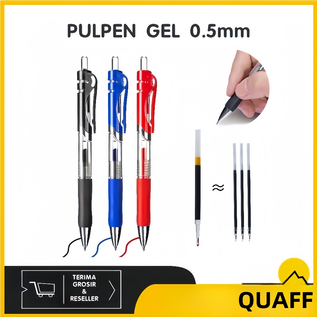 

Pulpen Gel Ink 0.5mm - Pena Tinta Cair Standar untuk Kantor & Sekolah, Pen Pencet Alat Tulis